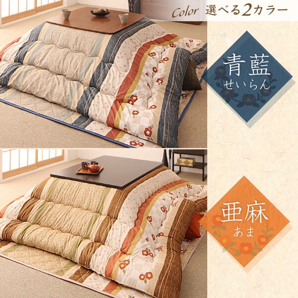 スーパSALE10倍＆4時間限定10％OFF 和レトロこたつ布団 掛布団&敷布団2点セット 正方形(80×80cm)天板対応