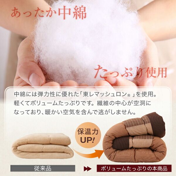 スーパSALE10倍＆4時間限定10％OFF しじら織パッチワークこたつ布団 掛布団&敷布団2点セット 正方形(80×80cm)天板対応