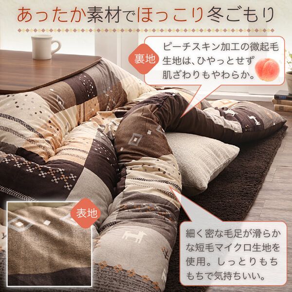 スーパSALE10倍＆4時間限定10％OFF ギャッベデザインこたつ布団 掛布団&敷布団2点セット 4尺長方形(80×120cm)天板対応