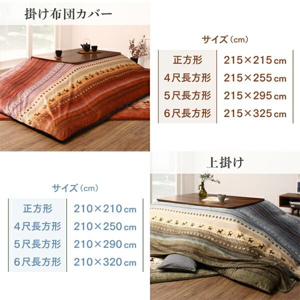 スーパSALE10倍＆4時間限定10％OFF ギャッベ柄グラデーションデザインこたつ布団 こたつ用掛け布団 4尺長方形(80×120cm)天板対応