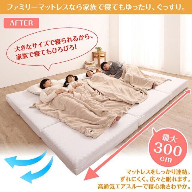 スーパSALE10倍＆4時間限定10％OFF MITAS寝具SELECT マットレス ワイドキング 連結 ファミリー 大きい 大きいサイズ 子供 家族 5人 4人 3人 布団 敷き布団 敷布団 コンパクト 収納 3つ折り 三つ折り 折りたたみ 極厚 抗菌 防臭 防ダニ 洗える 通気性 腰 幅280cm 厚さ12cm