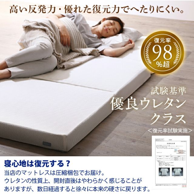 スーパSALE10倍＆4時間限定10％OFF MITAS寝具SELECT マットレス ダブル 布団 高反発 高反発マットレス 敷き布団 敷布団 コンパクト 収納 3つ折り 三つ折り 折りたたみ 極厚 かため 抗菌 防臭 防ダニ 洗える 通気性 腰 白 黒 おしゃれ エアースルー ダブル 厚さ10cm