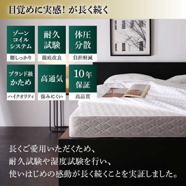 スーパSALE10倍＆4時間限定10％OFF MITAS寝具SELECT マットレス シングル セミダブル ダブル ベッドマットレス ベッドマット ボンネルコイル ポケットコイル スプリングマットレス  黒 白 ブラック ホワイト 圧縮梱包 腰 高反発 おしゃれ 布団 敷布団 抗菌 防臭 ダブル