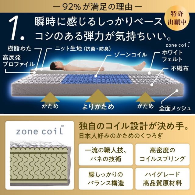 スーパSALE10倍＆4時間限定10％OFF MITAS寝具SELECT マットレス シングル セミダブル ダブル ベッドマットレス ベッドマット ボンネルコイル ポケットコイル スプリングマットレス  黒 白 ブラック ホワイト 圧縮梱包 腰 高反発 おしゃれ 布団 敷布団 抗菌 防臭 ダブル