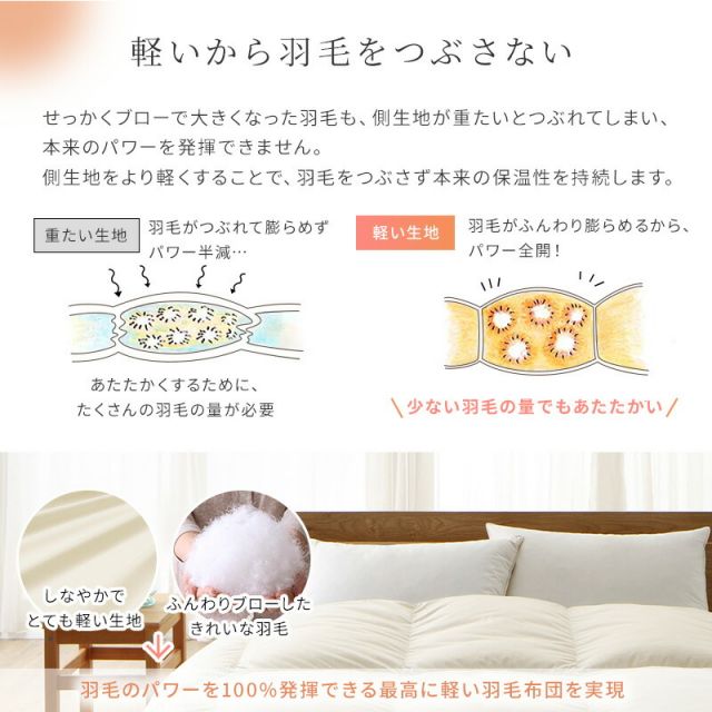 スーパSALE10倍＆4時間限定10％OFF MITAS寝具SELECT 羽毛布団 ダブル 羽毛 布団 日本製 防ダニ 国産 国内洗浄 軽い 暖かい 清潔 掛布団 SEK 羽毛布団袋 抗菌防臭 ダブル軽い 立体キルト ニューゴールドラベル 550fp 掛け布団 羽毛ふとんダブル