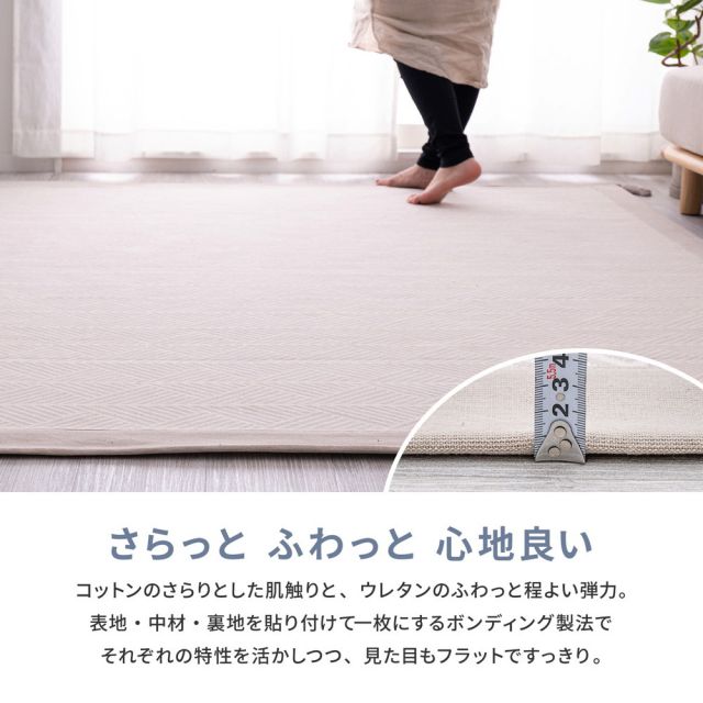 スーパSALE10倍＆4時間限定10％OFF クッションラグ 洗える ラグ インド綿 綿100% ウォッシャブル ボーダー 幾何学模様 幾何柄 エスニック柄 畳める 床暖房 ボンディング 北欧 春夏 185×240cm