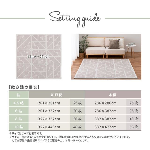 スーパSALE10倍＆4時間限定10％OFF ジョイントマット ジョイント マット カーペット ラグ 大判 防音 床暖房対応 おしゃれ 洗える ベビー フロアマット 子供 プレイマット ペット おしゃれなレトロデザイン 60×60cm 大判 9枚入り サイドパーツ付き 2畳