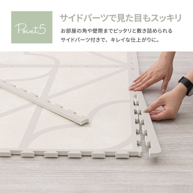 スーパSALE10倍＆4時間限定10％OFF ジョイントマット ジョイント マット カーペット ラグ 大判 防音 床暖房対応 おしゃれ 洗える ベビー フロアマット 子供 プレイマット ペット おしゃれなレトロデザイン 60×60cm 大判 9枚入り サイドパーツ付き 2畳