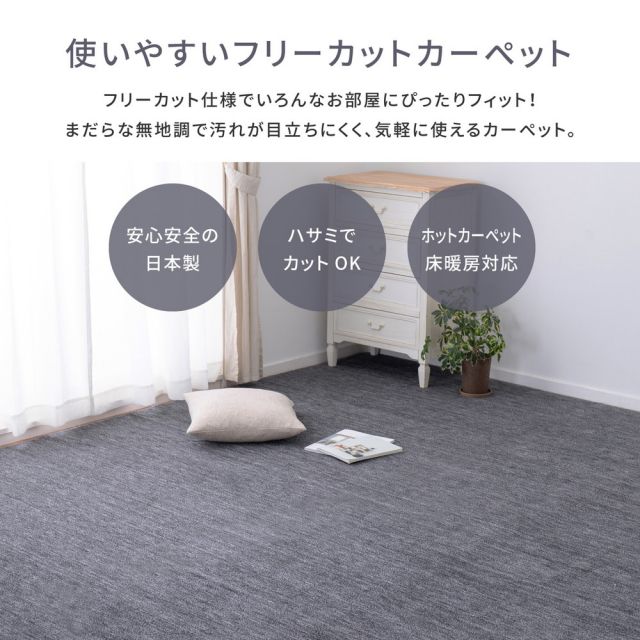 スーパSALE10倍＆4時間限定10％OFF カーペット ラグ ラグマット 絨毯 マット ラグカーペット おしゃれ ラグ 秋 冬 ホットカーペット対応 リビング 床暖房対応 敷き詰めカーペット フリーカット ペット 犬 猫 平織 シンプル 江戸間 6畳