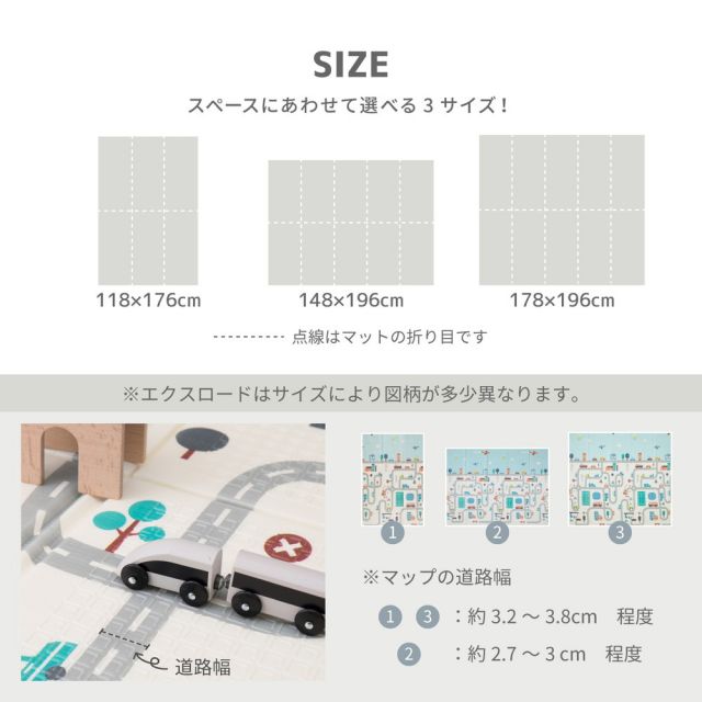 スーパSALE10倍＆4時間限定10％OFF プレイマット 床暖対応 折りたたみ 大判 マット キッズマット ベビーマット ベビー 道路 防水 クッションプレイマット コンパクト収納 水拭きOK リバーシブル 118×176cm