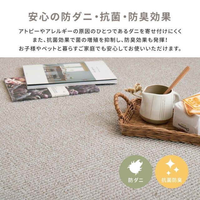 スーパSALE10倍＆4時間限定10％OFF カーペット ラグ ラグマット 絨毯 マット ラグカーペット おしゃれ ラグ 秋 冬 ホットカーペット対応 リビング 床暖房対応 敷き詰めカーペット 防音 防ダニ 抗菌 防臭 無地 シンプル 日本製 江戸間 6畳