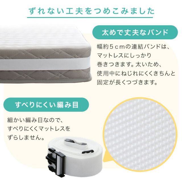 スーパSALE10倍＆4時間限定10％OFF MITAS寝具SELECT すきまパッド マットレスバンド セット ベッド マットレス 固定 連結 すきま防止 隙間 ズレ防止 ベッドマットレス ベルト スペーサー 隙間パッド マットレスベルト 幅30cm 周囲10m