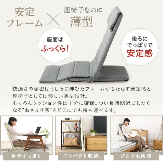 マラソン10倍中 座椅子 スリム コンパクト ハイバック 背もたれ ベッド リクライニング 薄型 軽量 折り畳み 座イス 椅子 いす イス おしゃれ グレー ベージュ アイボリー 18段階 リクライニング座椅子 1人掛け