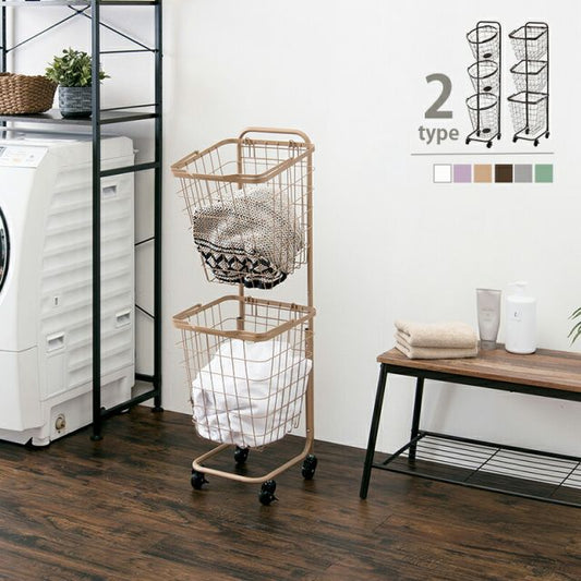 スーパSALE10倍＆4時間限定10％OFF ２段ランドリーラック（角型）-KR- 33×39×108cm