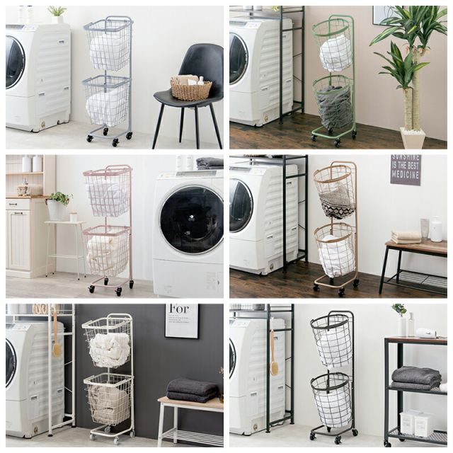 スーパSALE10倍＆4時間限定10％OFF ２段ランドリーラック（角型）-KR- 33×39×108cm