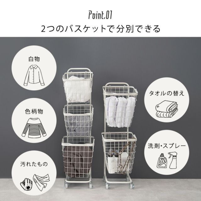 スーパSALE10倍＆4時間限定10％OFF ２段ランドリーラック（丸型）-KR- 34.5×39×108cm