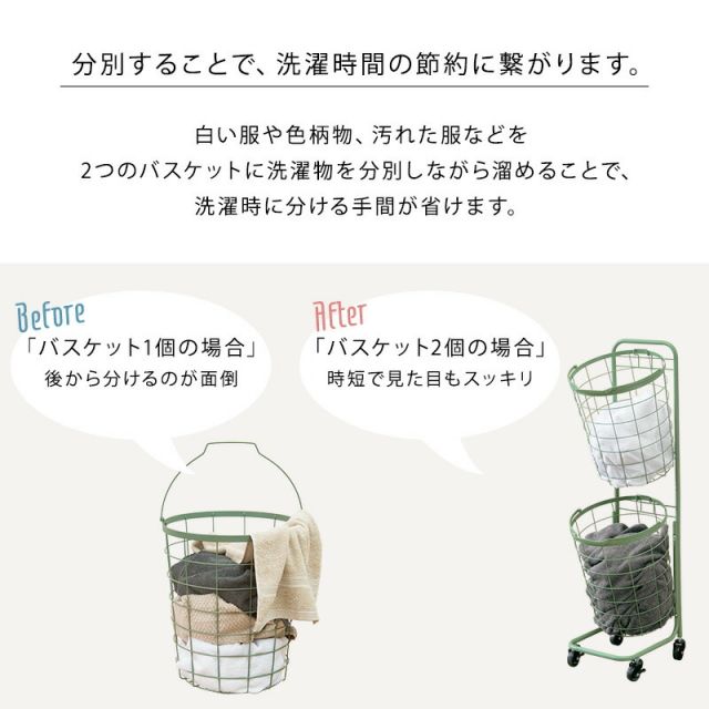 スーパSALE10倍＆4時間限定10％OFF ２段ランドリーラック（丸型）-KR- 34.5×39×108cm