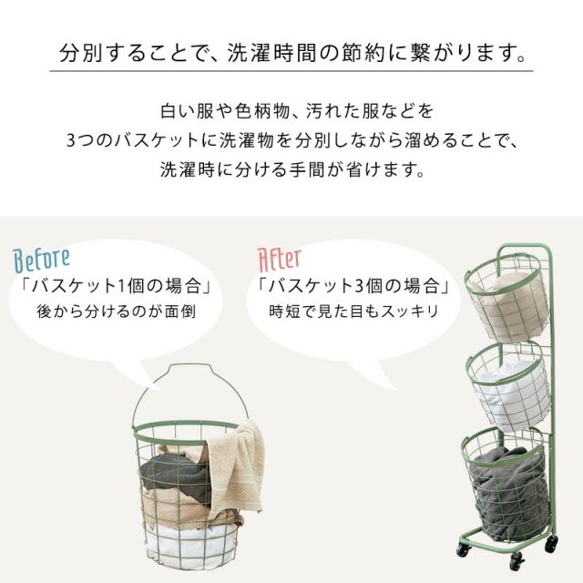スーパSALE10倍＆4時間限定10％OFF ３段ランドリーラック（角型）-KR- 33×39×124cm