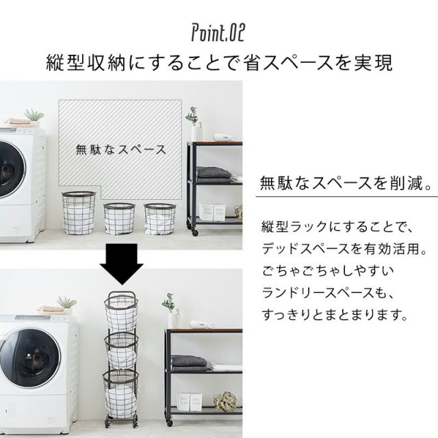 スーパSALE10倍＆4時間限定10％OFF ３段ランドリーラック（角型）-KR- 33×39×124cm