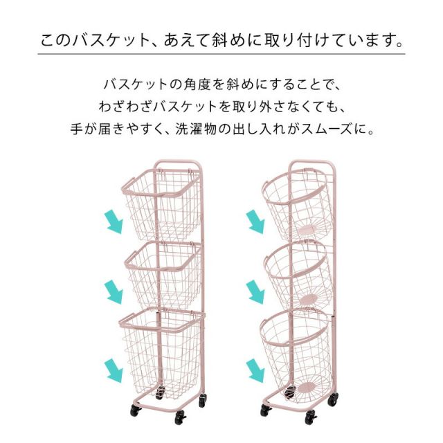 スーパSALE10倍＆4時間限定10％OFF ３段ランドリーラック（丸型）-KR- 34.5×39×124cm
