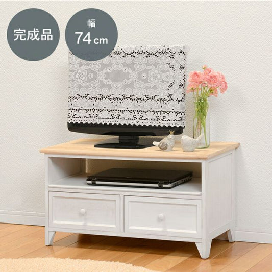 スーパSALE10倍＆4時間限定10％OFF TV台-MTV-アンティークホワイト 74×34×40cm