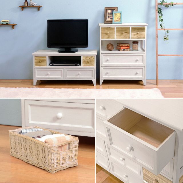 スーパSALE10倍＆4時間限定10％OFF TV台-バスケット付き 90×34×40.5cm