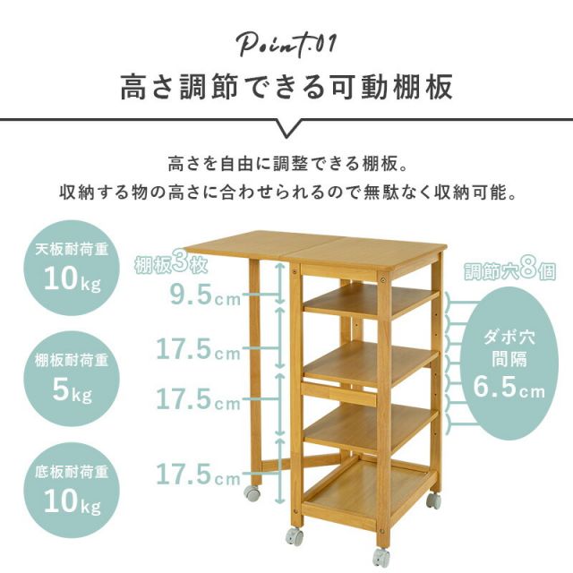スーパSALE10倍＆4時間限定10％OFF キッチンワゴン-VW- 37×45×85cm