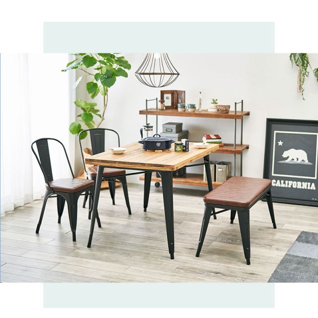 スーパSALE10倍＆4時間限定10％OFF ダイニング4点セット-LT-ワイド ベンチ 140×80×76cm