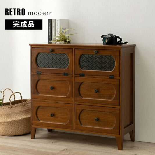 スーパSALE10倍＆4時間限定10％OFF チェスト-MCH51-レトロ 2列3段 80×32×78cm