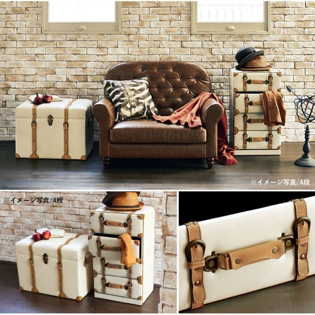 スーパSALE10倍＆4時間限定10％OFF チェスト-MCH-トランク風 41×32×89cm