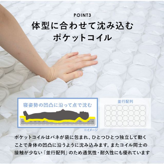 マラソン10倍中 ポケットコイルマットレスベッド シングル