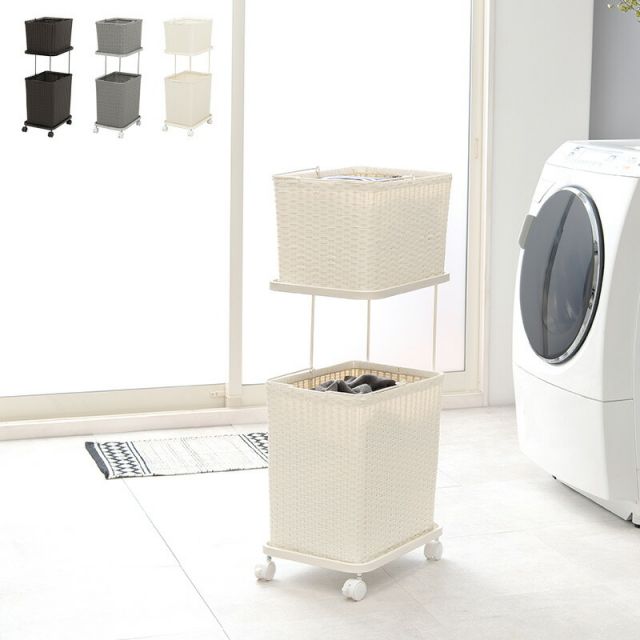 スーパSALE10倍＆4時間限定10％OFF ランドリーワゴン 2個タイプ 30×40×97cm
