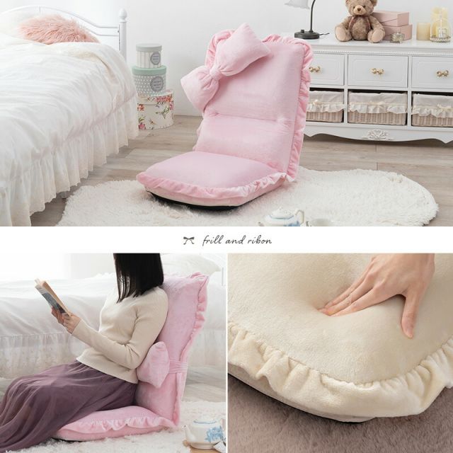 スーパSALE10倍＆4時間限定10％OFF 座椅子-LZ-リボン付きタイプ 47×70×65cm