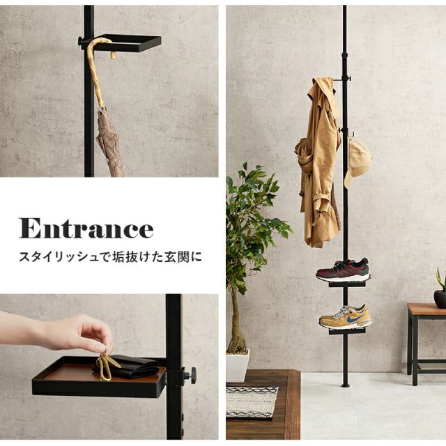 スーパSALE10倍＆4時間限定10％OFF 突っ張り棒＆パーツ_5点セット 角型タイプ 43×43×187cm