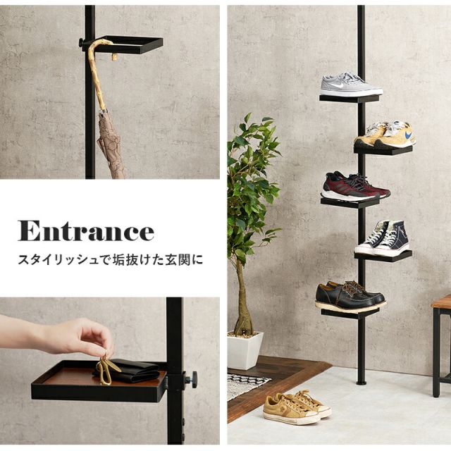 スーパSALE10倍＆4時間限定10％OFF 突っ張り棒＆パーツ_6点セット 角型タイプ 43×43×187cm