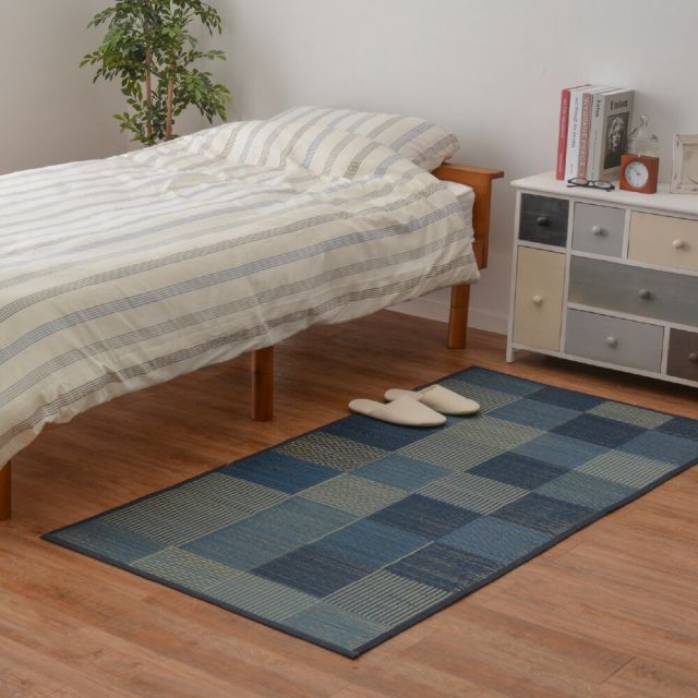 スーパSALE10倍＆4時間限定10％OFF い草ストレッチマット デニムパッチ 80×170cm