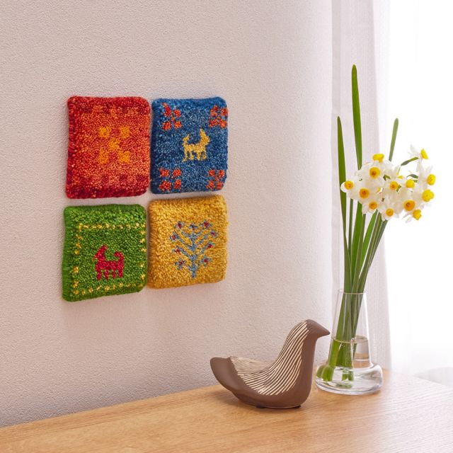 スーパSALE10倍＆4時間限定10％OFF ギャッベ コースター 10×10cm