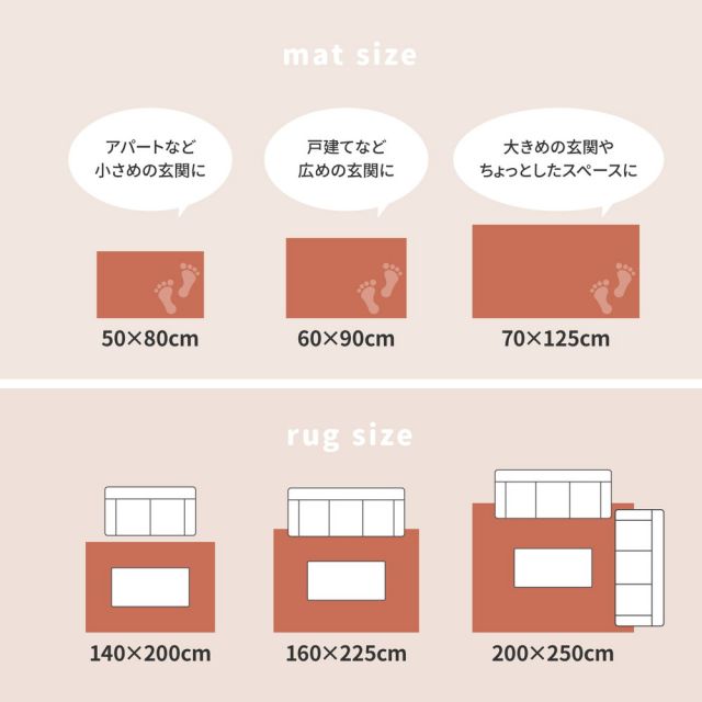 トルコ製 ウィルトン織の玄関マット RAKKAS 50×80cm