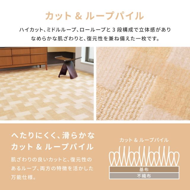 スーパSALE10倍＆4時間限定10％OFF レトロかわいい日本製抗菌カーペット バール 江戸間 8帖（352×352）