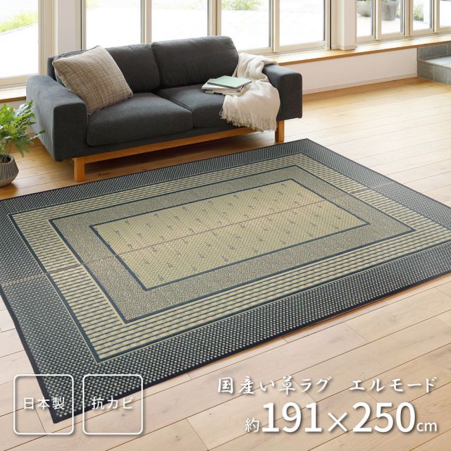 スーパSALE10倍＆4時間限定10％OFF 国産い草ラグ（裏貼り） エルモード  191×250cm