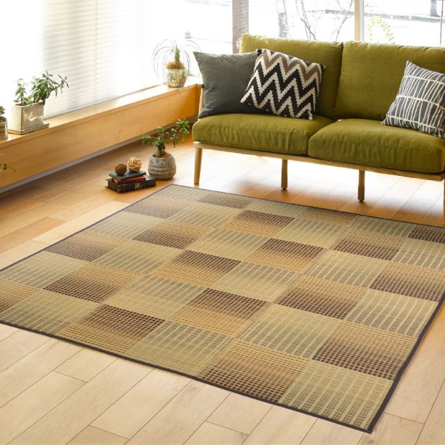 スーパSALE10倍＆4時間限定10％OFF 収納簡単 い草ふっくらラグ クレパス 180×180cm
