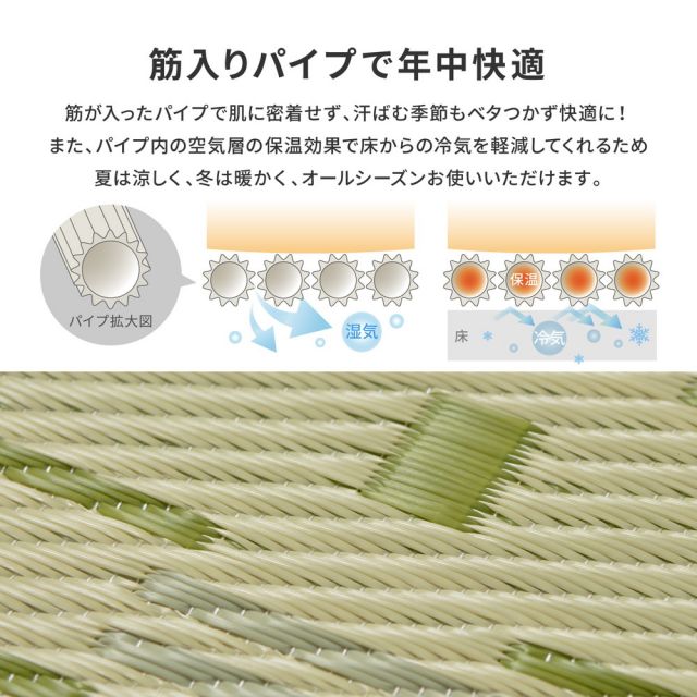 スーパSALE10倍＆4時間限定10％OFF 洗えるい草風カーペット やなぎ 江戸間 10畳（440×348）