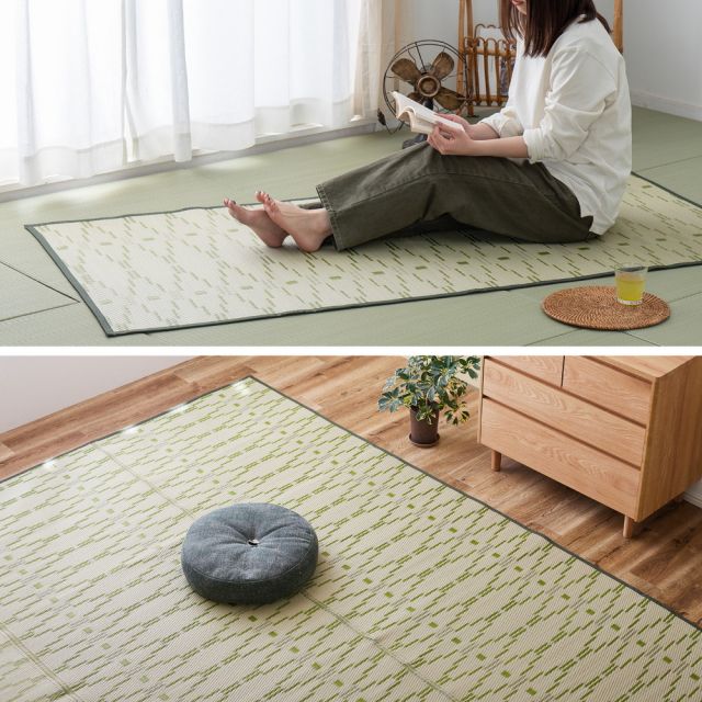 スーパSALE10倍＆4時間限定10％OFF 洗えるい草風カーペット やなぎ 江戸間 10畳（440×348）