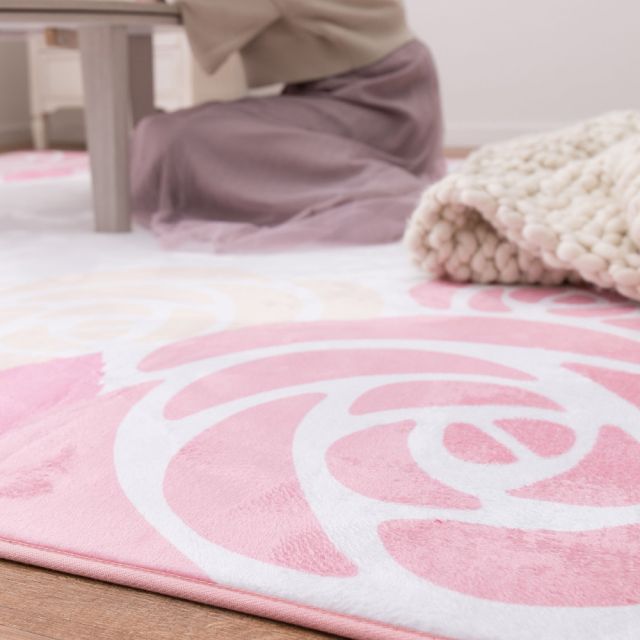 スーパSALE10倍＆4時間限定10％OFF 姫系ローズ柄ラグ レネ2 190×190cm