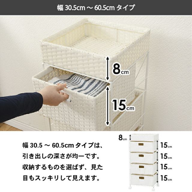 スーパSALE10倍＆4時間限定10％OFF すき間に合わせて選べる ラタン調 ランドリーラック スリム 引出し 隙間収納 洗濯機 防水 通気性 キャスター 完成品 ハイタイプ 4段 幅60.5cm ダークブラウン グレー ホワイト