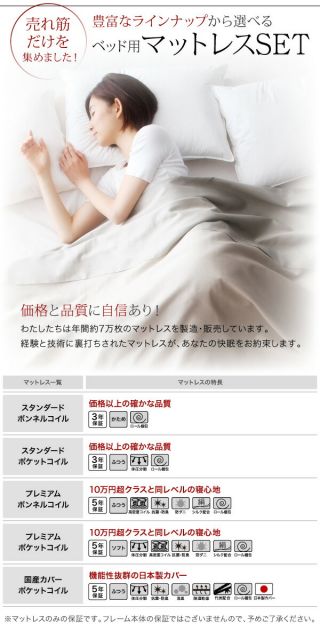 棚・コンセント付きフロアベッド プレミアムボンネルコイルマットレス付き シングル 組立設置付