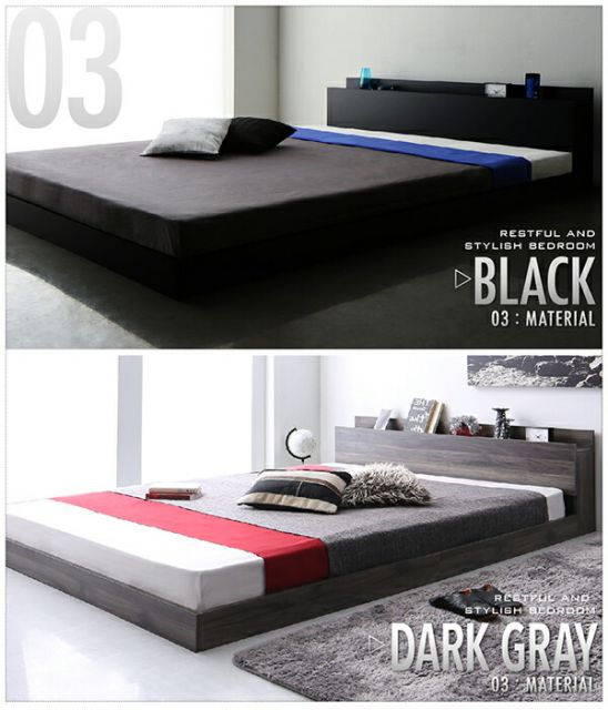 棚・コンセント付きフロアベッド プレミアムボンネルコイルマットレス付き シングル 組立設置付