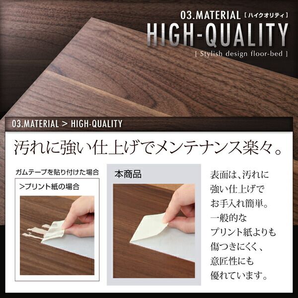 棚・コンセント付きフロアベッド スタンダードポケットコイルマットレス付き セミダブル 組立設置付