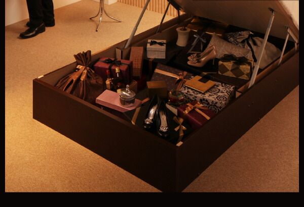 スーパSALE10倍＆4時間限定10％OFF 収納付きベッド シングルベッド セミダブルベッド 収納 収納付き 収納ベッド 大容量 収納ボックス 布団 敷き布団 薄型プレミアムボンネルコイルマットレス付き 縦開き セミシングル 深さラージ 組立設置付
