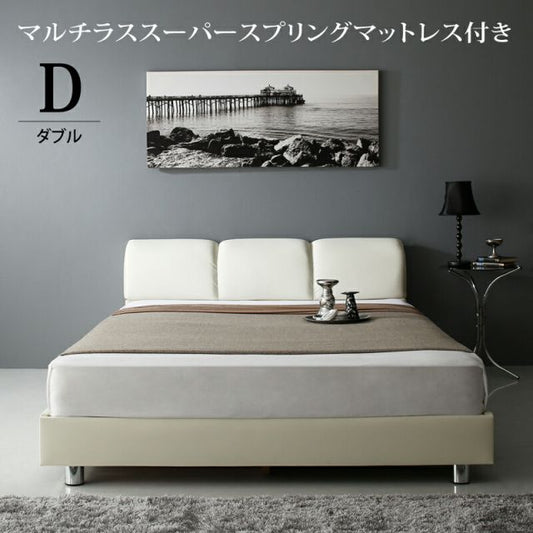 スーパSALE10倍＆4時間限定10％OFF モダンデザインベッド マルチラススーパースプリングマットレス付き ダブル 組立設置付